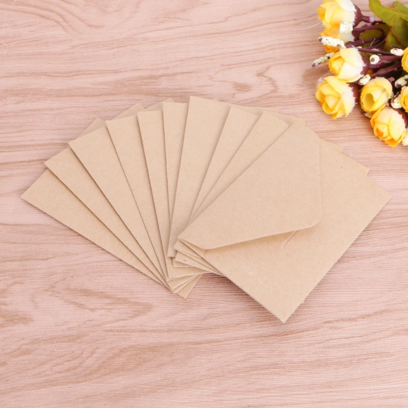 50 sobres papel Kraft retro para postales 4 x 2,67 pulgadas, bolsillo para cartas invitación