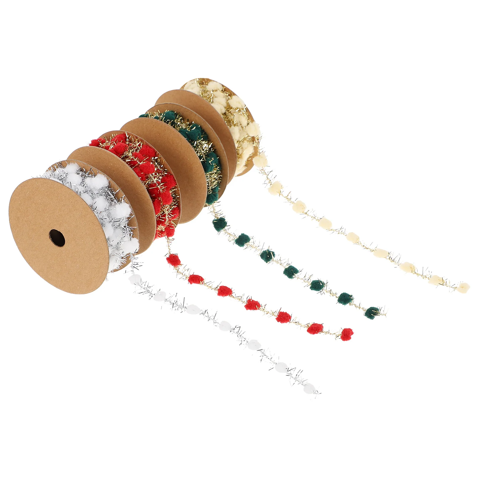 4 لفات عيد الميلاد بهرج الشريط الإبداعية كرة صوف شرائط شجرة عيد الميلاد زينة هدية لوازم التعبئة عيد الميلاد بهرج الشريط #6