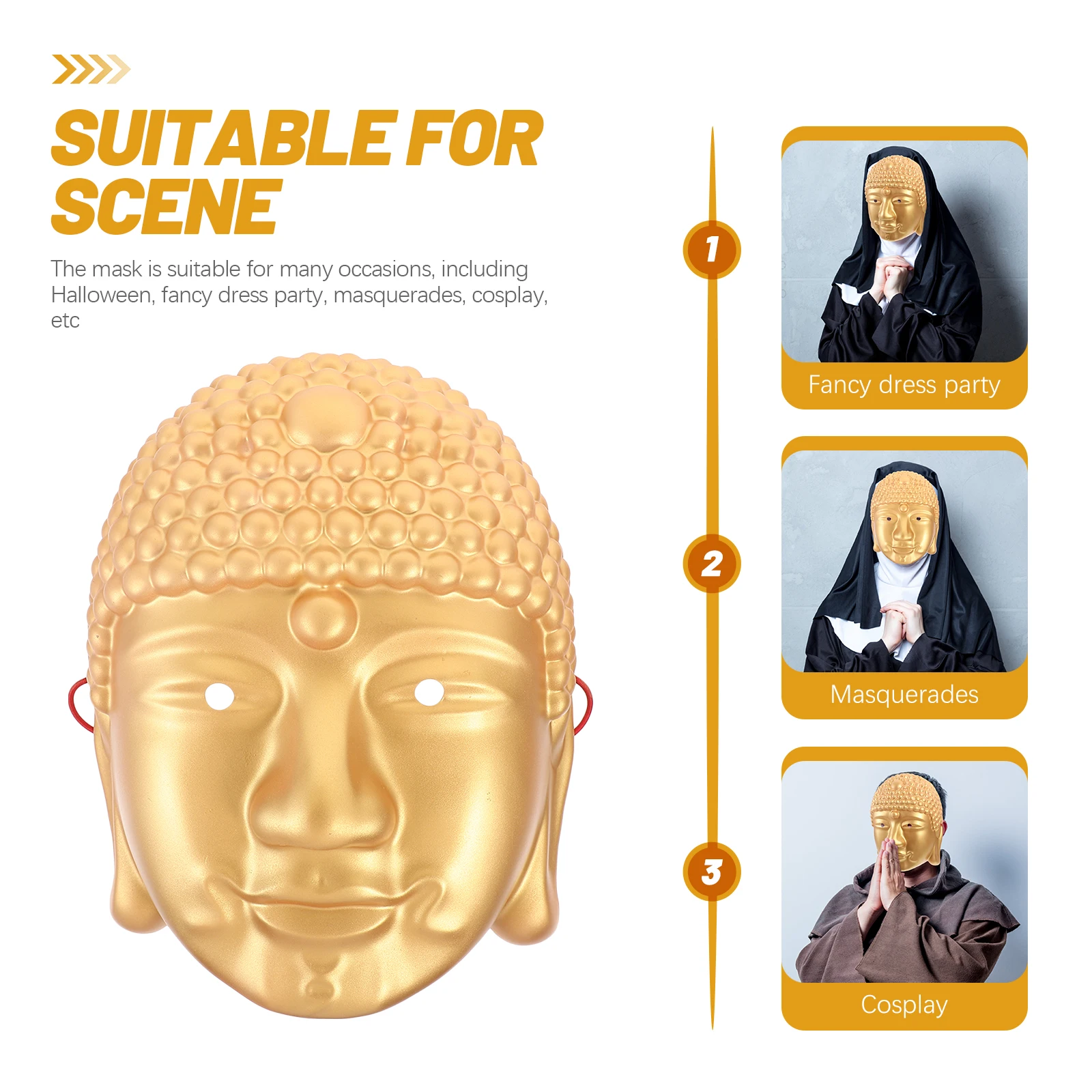 

Buddha Face Lightweight Reusable Carnival Mask For Halloween Party Costume Ball Cosplay Masquerade Festival Wear Adult