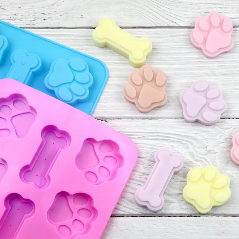 50PCS/LOT ReadStar 8CA060RD007 Cake Silicone Molds 8 Cavities Dog Bone & Footprint Cakes Chocolate Baking Mould DIY Soap Mold