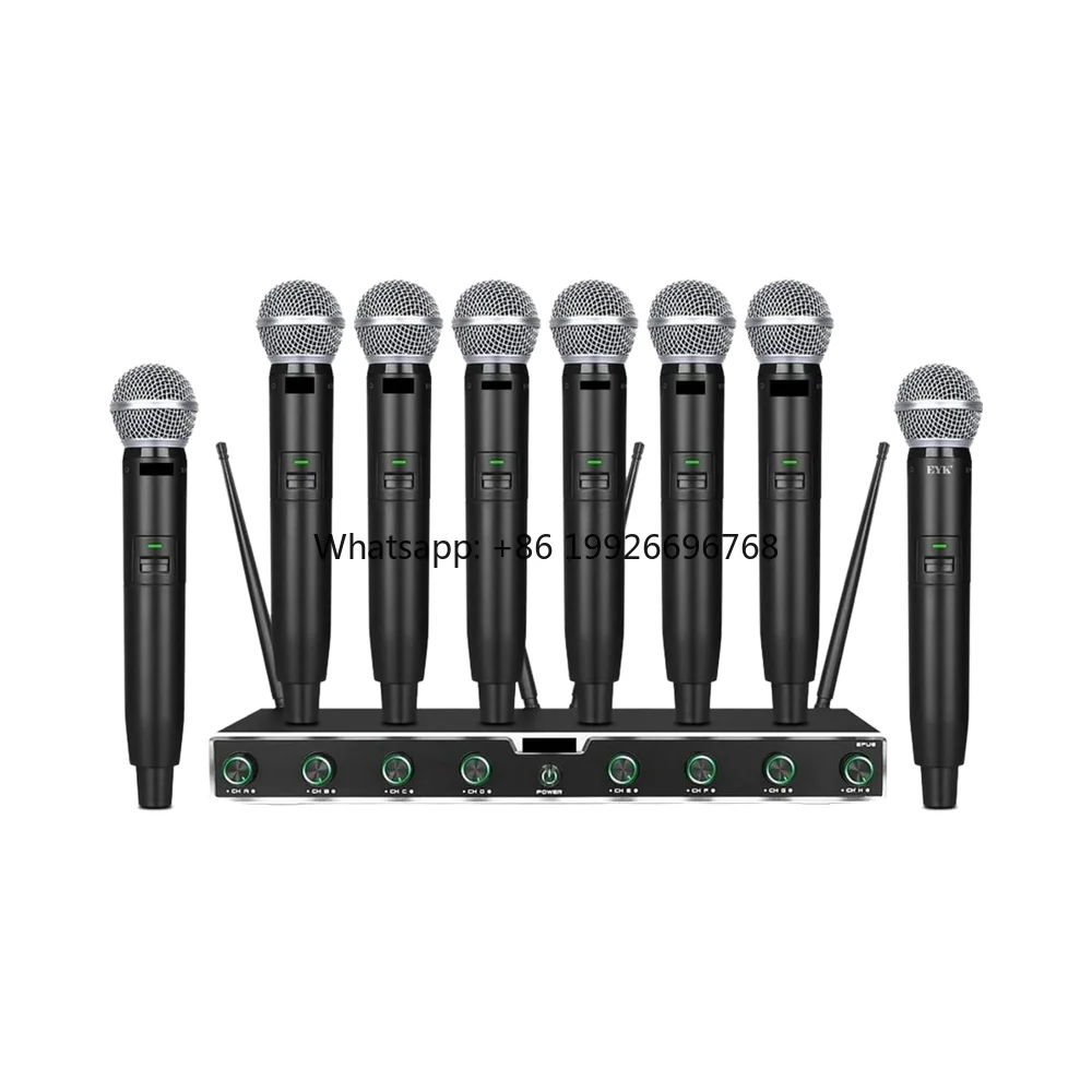 

Karaoke Microphone Party 8 Channels Microphone Professional 8 Handheld Mic Stable Reception for Karaoke Party Stage Church