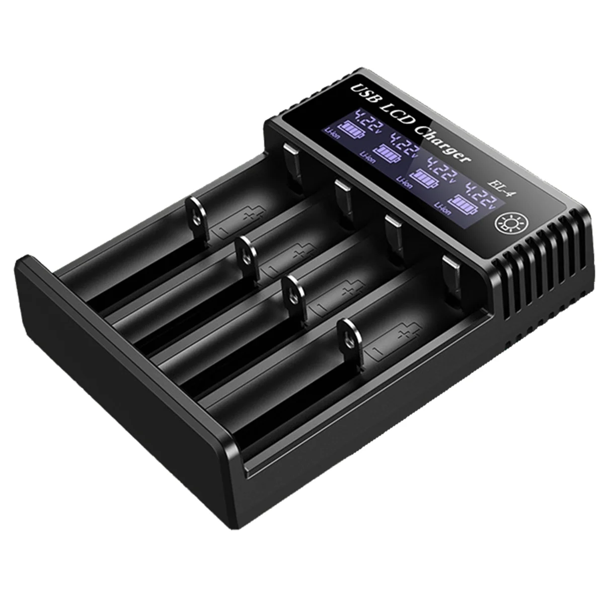 A14M Neues USB-LCD-Akku-Smart-Ladegerät 4 Steckplätze Dual für 18650 3,7 V wiederaufladbare Lithium-Batterie für 1,2 V NI-AA / AAA