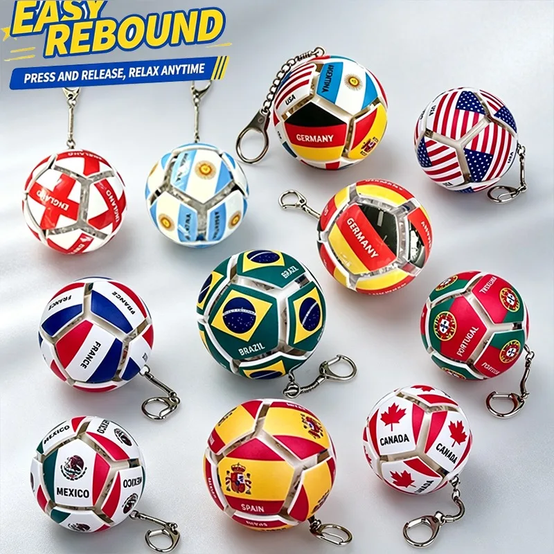 Sport Fan Souvenir Soccer Press Fidget Keychain Repeat Press Calming Anxiety Hand Toy Safety Relieve Tension for Football Lovers