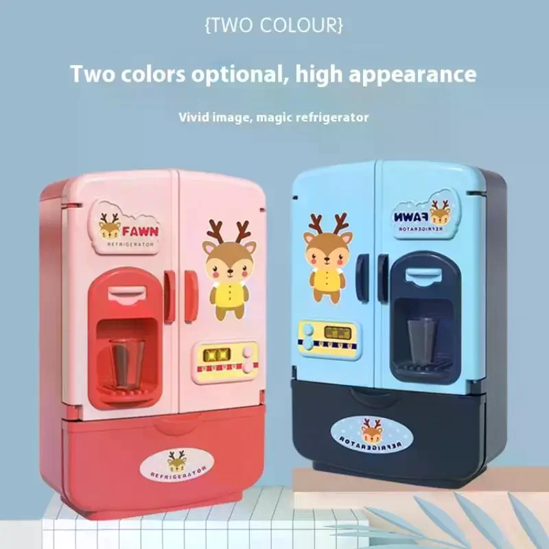 1 مجموعة محاكاة الثلاجة أثاث المطبخ التظاهر اللعب لعبة تعليمية صغيرة مزدوجة الباب الثلاجة اكسسوارات المنزل هدية