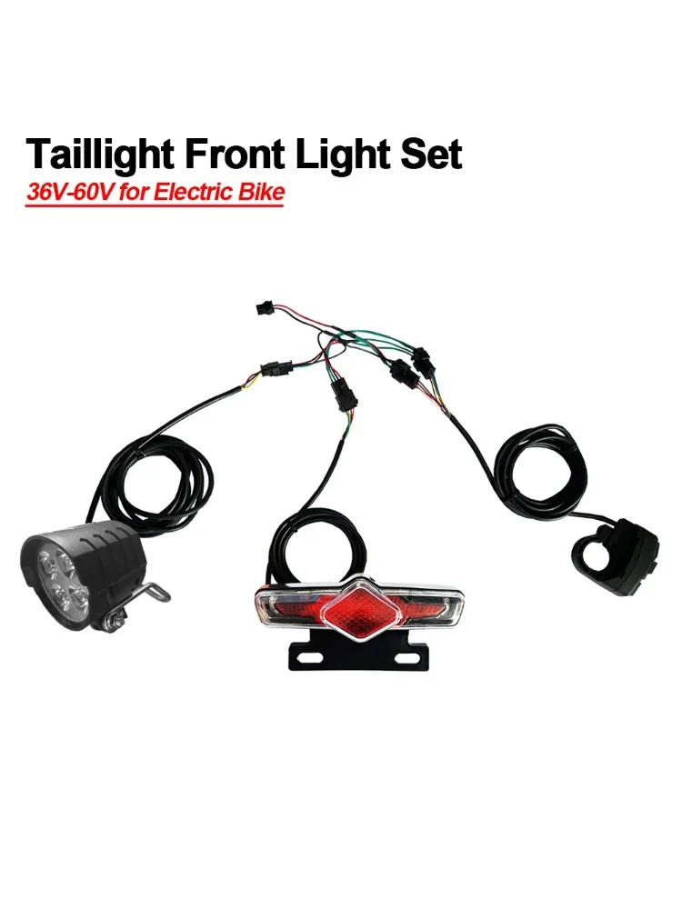 AliExpress NONE E-bike Taillight Front Light Set 36V-60V Bikes Rack Lamp with Horn Headlight Switch Turn Tail Light Ebike Accessories