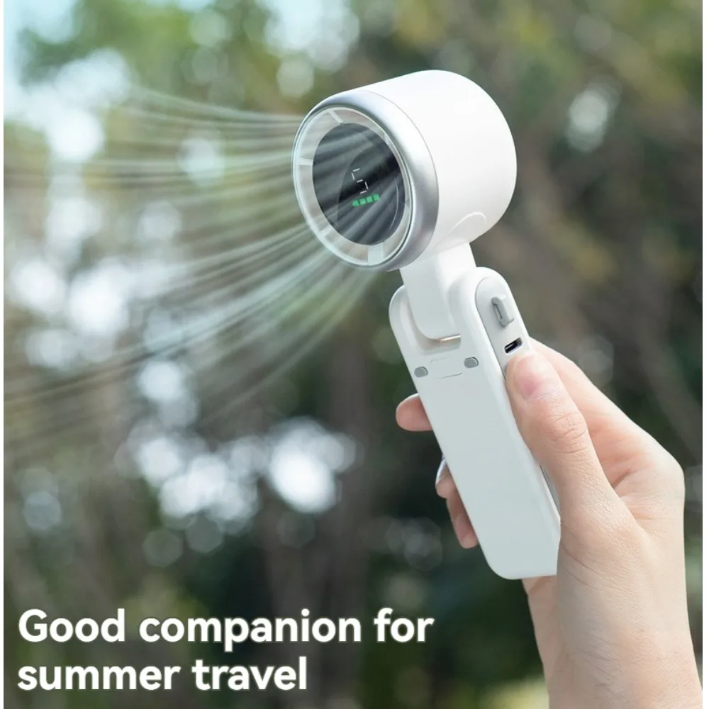 Portable handheld rechargeable turbofan LED digital display 180° adjustable rechargeable 3-in-1 mini fan 5-speed wind speed