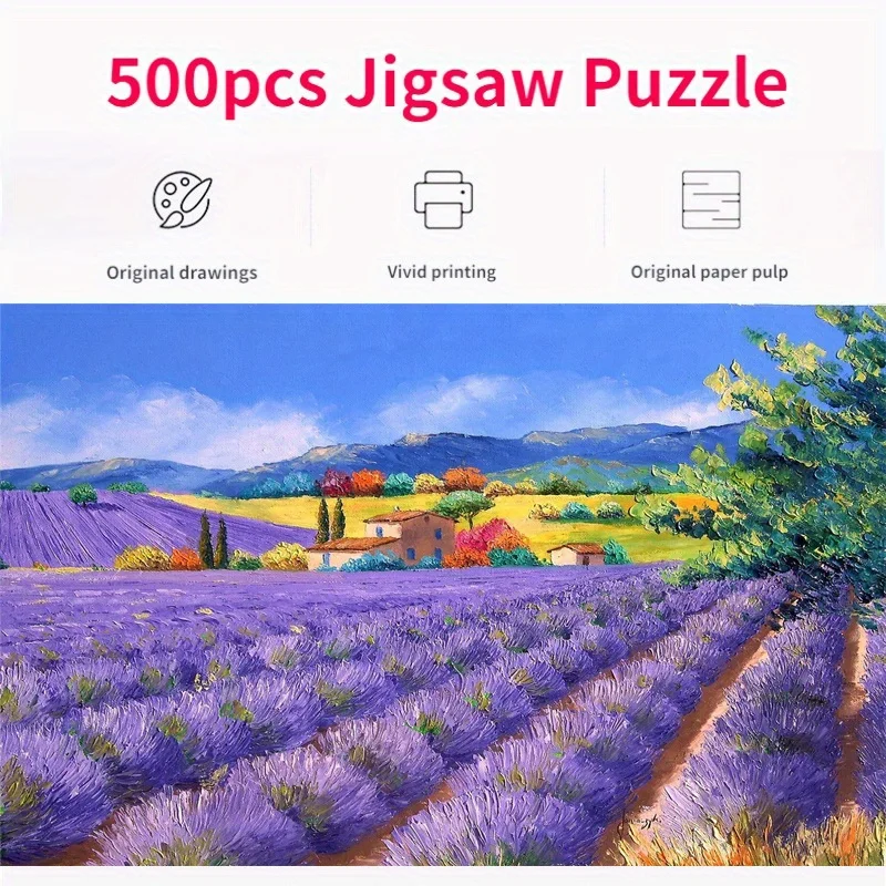

46*28cm 500Pieces Jigsaw Puzzle for Adults Oil Painting Lavender Flower Paper Puzzles Home Decor Wall Display Festival Gift Toys