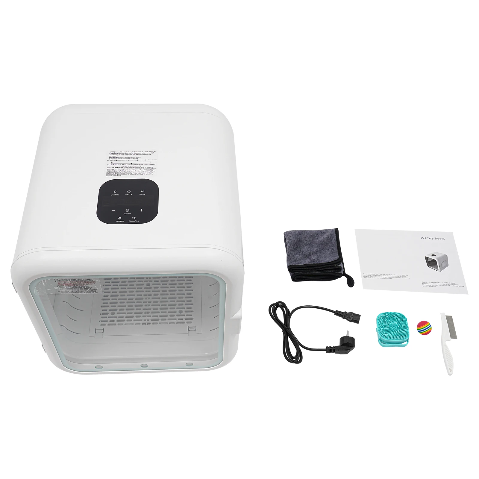 ماكينة تجفيف الحيوانات الأليفة سعة 62 لتر، صندوق مجفف القطط المحمول، ماكينة تجفيف الجرو بقوة 220 فولت 800 وات، 22-45 ° درجة حرارة C قابلة للتعديل، لمتاجر الحيوانات الأليفة والمنازل #6