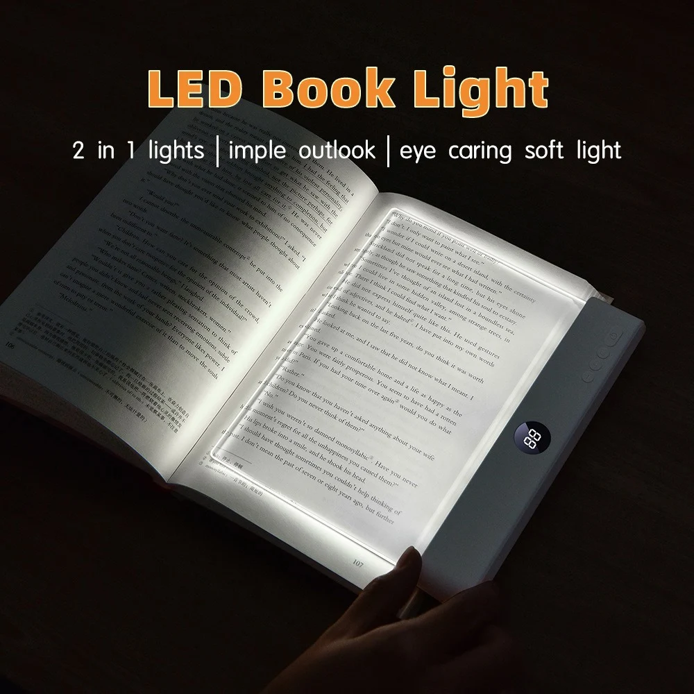 New LED Book Light and Night Light 2 in 1 Flat Panel Night Vision Student USB Rechargeable Battery Operated Reading Light