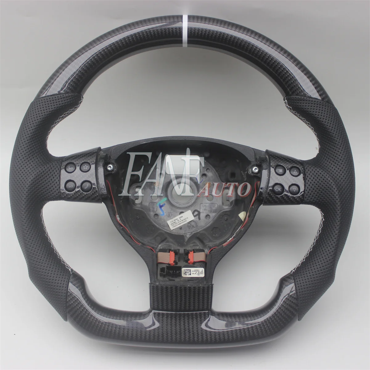 White Real Carbon Fiber Steering Wheel with Leather for VW Volkswagen Jetta Mk5 Golf 5 GTI R32 EOS Passat B6 Bora Caddy