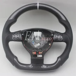 White Real Carbon Fiber Steering Wheel with Leather for VW Volkswagen Jetta Mk5 Golf 5 GTI R32 EOS Passat B6 Bora Caddy