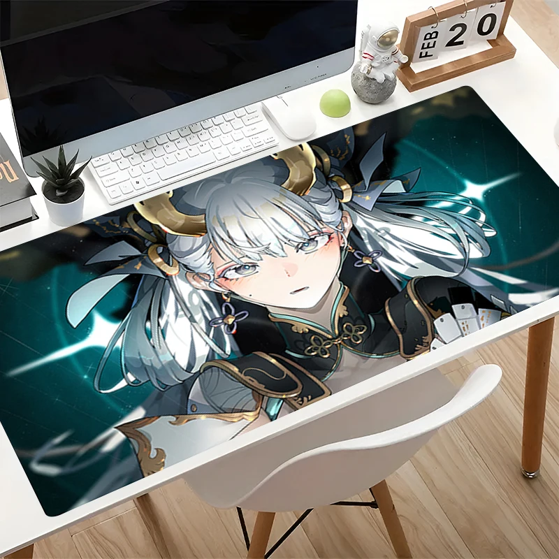 HD Print Gaming Mouse Pads kawaii Carpet Rubber Gamer Desk Mat PC Accessories Pads Wuthering Waves Jinhsi Large size Mousepads