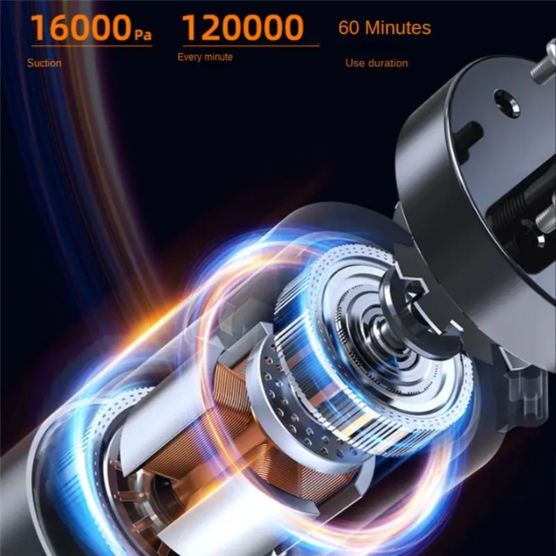 *Grande 16000Pa Aspirador de pó para carro Bomba de ar Aspirador de pó sem fio para limpeza automática doméstica Mini aspirador portátil-A