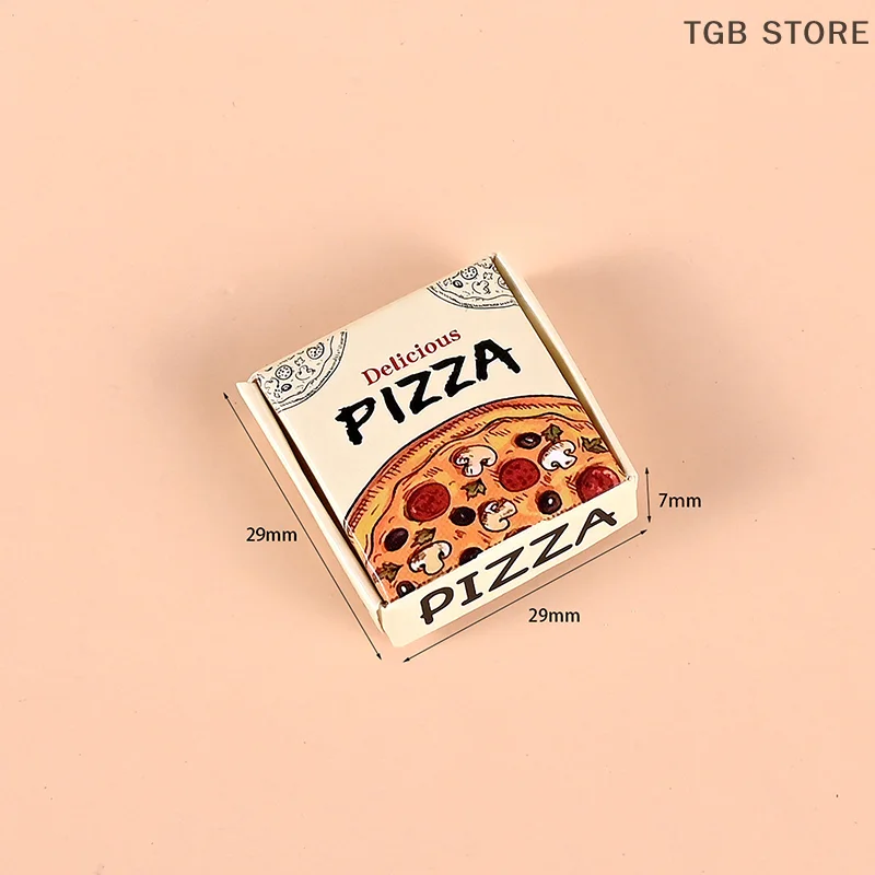 6 pçs aleatório casa de bonecas em miniatura pizza ou caixa embalagem modelo cozinha comida decoração brinquedo casa boneca acessórios