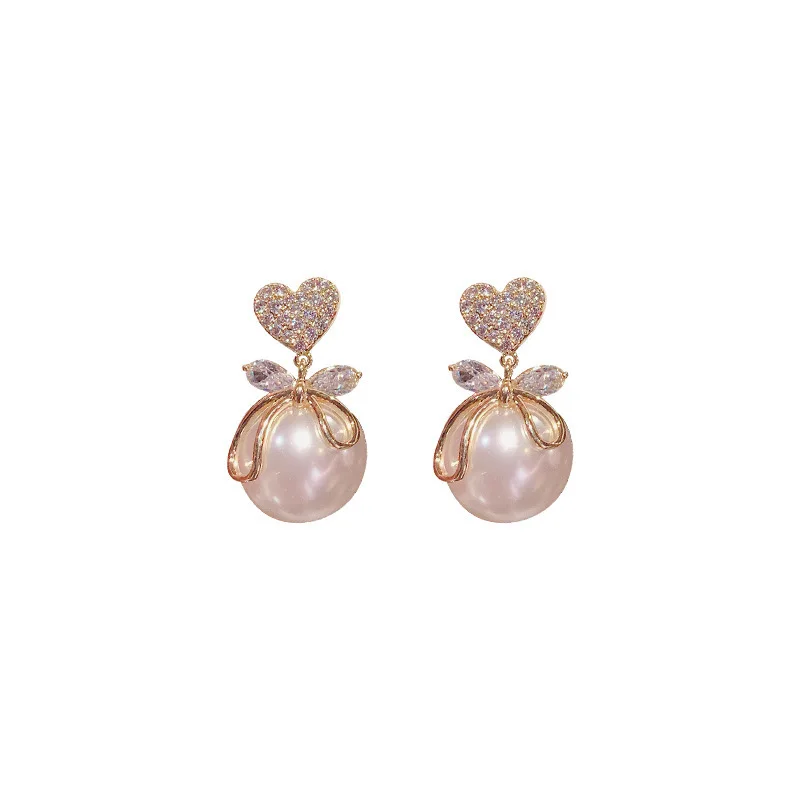 Silver Needle Korean Fashion Crystal Pearl Drop Earrings for Women Jewelry 2024 Trending New Luxury Zircon Women\'s Earrings
