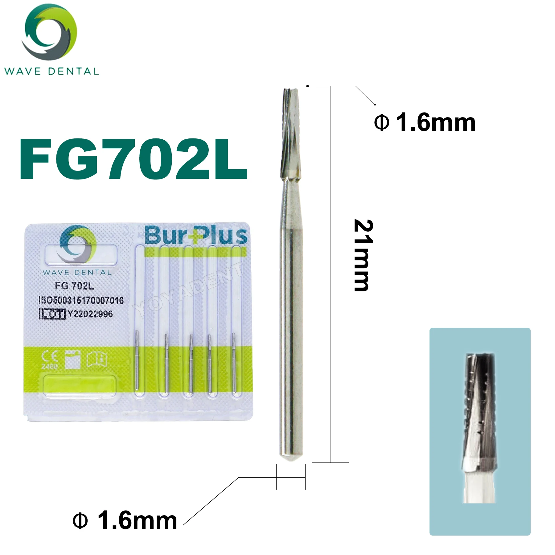 WAVE Dental Burs Tungsten Carbide Burs Tapered Fissure Head FG 701 701L 702 702L 703 Fit High Speed Handpiece Dentistry Drill - Image 4