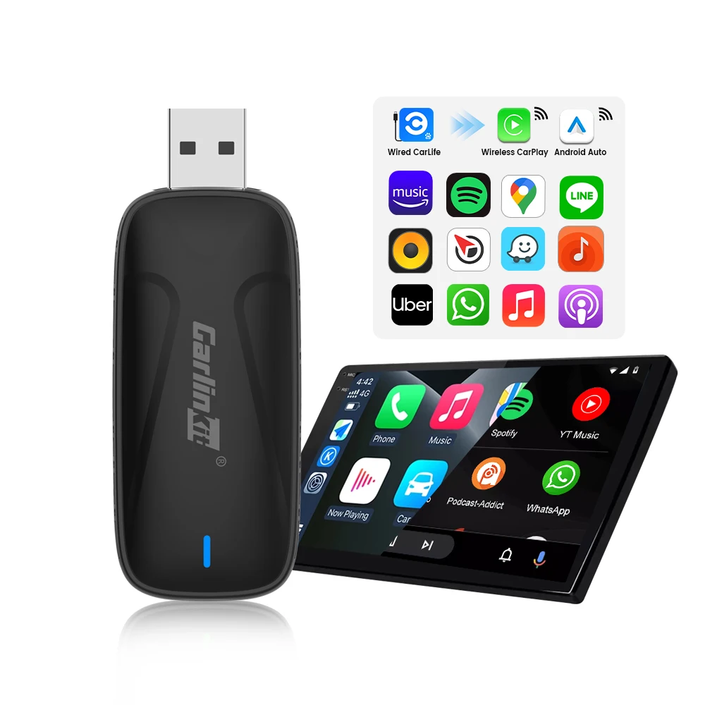 Carlinkit 2 in 1 Wired Carlife to Wireless Carplay Android Auto Dual Channel Smart More Apps in Car for Apple Car Play