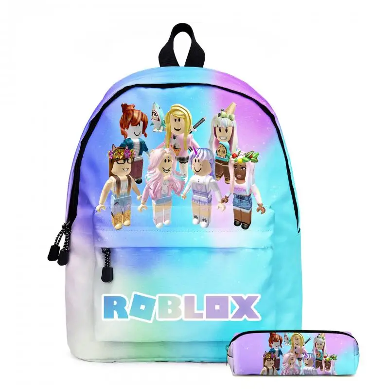 Roblox Anime Competitive Gaming Virtual World Children's Backpack Pencil Case Two-Piece Set Creative Ins Cartoon Christmas Gift