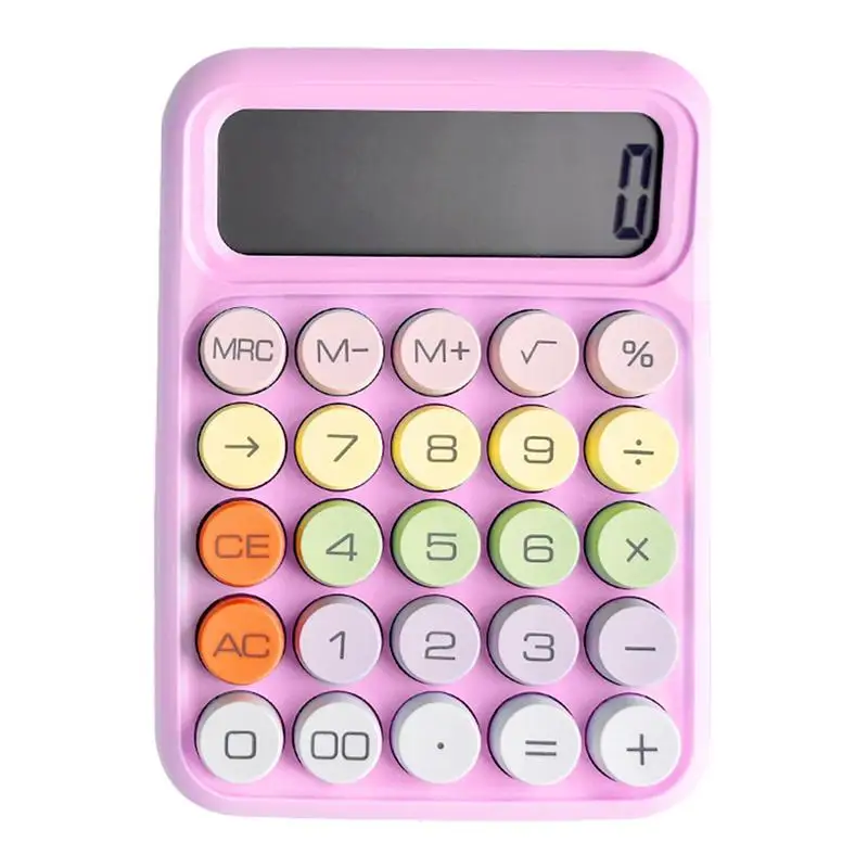 Basic Calculator Candy Color 12-Digit Basic Calculator With Sensitive Button Offices Calculator Standard Function Desktop