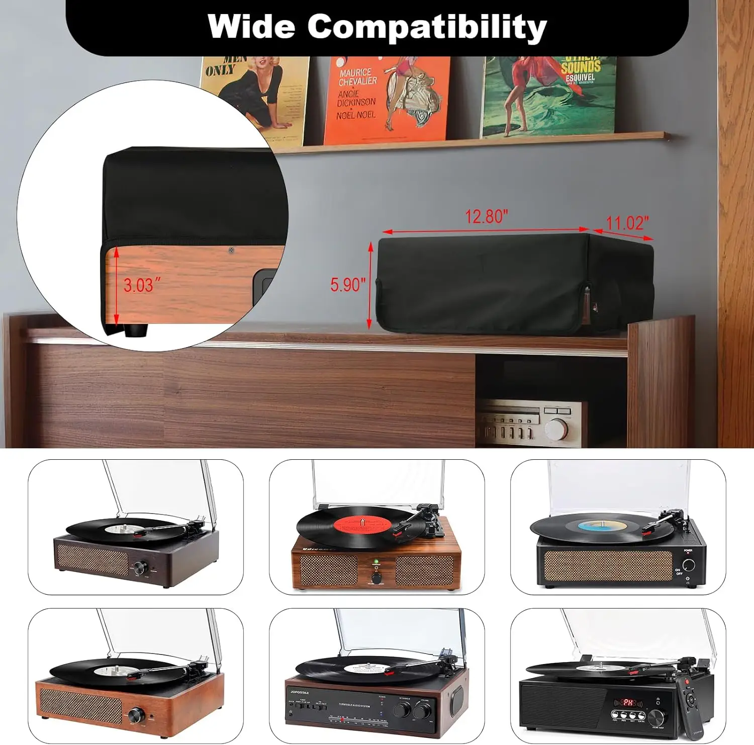 Video Turntables Protective Case Record Player Dust Case for Retro Turntable Vintage Turntable Cover Protective Slip Sleeve