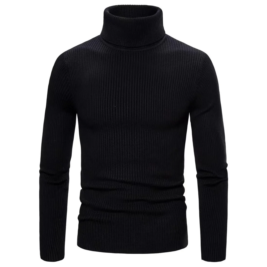 Pulls à col roulé pour hommes, pulls à manches longues, haut décontracté, optique en tricot, épissure Slim Fit, monochromatique, régulier, automne, hiver