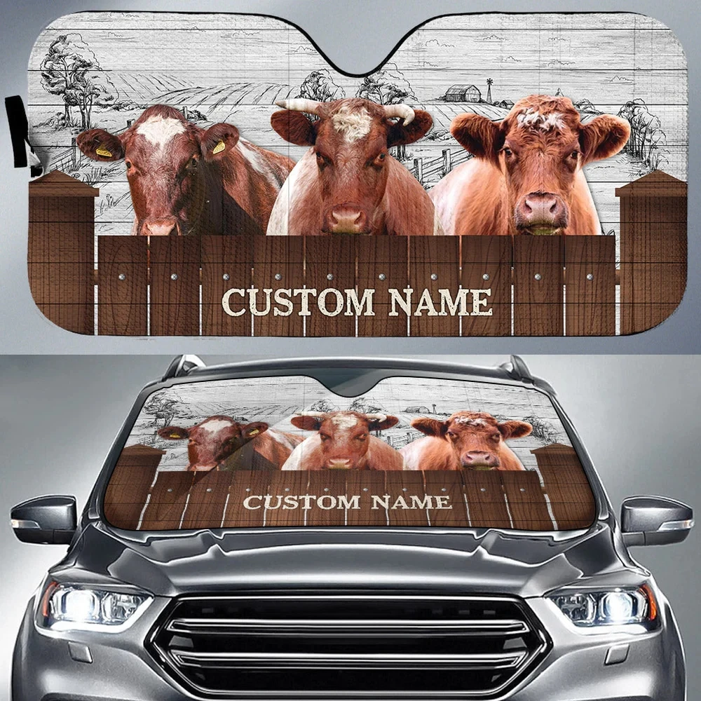 Shorthorn Farming Custom Name 3D Sun Shade for Car Truck Decor Windshield Sunshade,Blocks UV Rays Sun