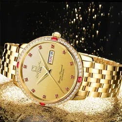 Carnival Mens Fashion Red Diamond Mechanical Watch Brand Luxury Gold Waterproof Automatic Movement Watches for Men Montre Homme