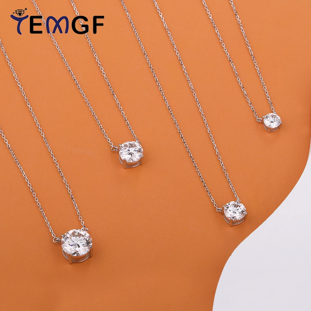 

Ожерелье с подвеской из муассанита TEMGF 1/2/3/4CT и серебряной цепочкой GRA S925 для женщин, классические элегантные ювелирные изделия, подарки «Вечная любовь»