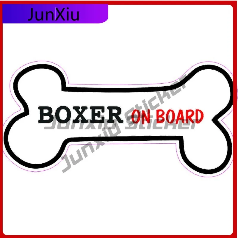 Funny Dog Bone Trendy Boat Waterproof Accessory BOXER on Board Vinyl Car Decal Sticker Pet Lover Window Boat Anti Scratch