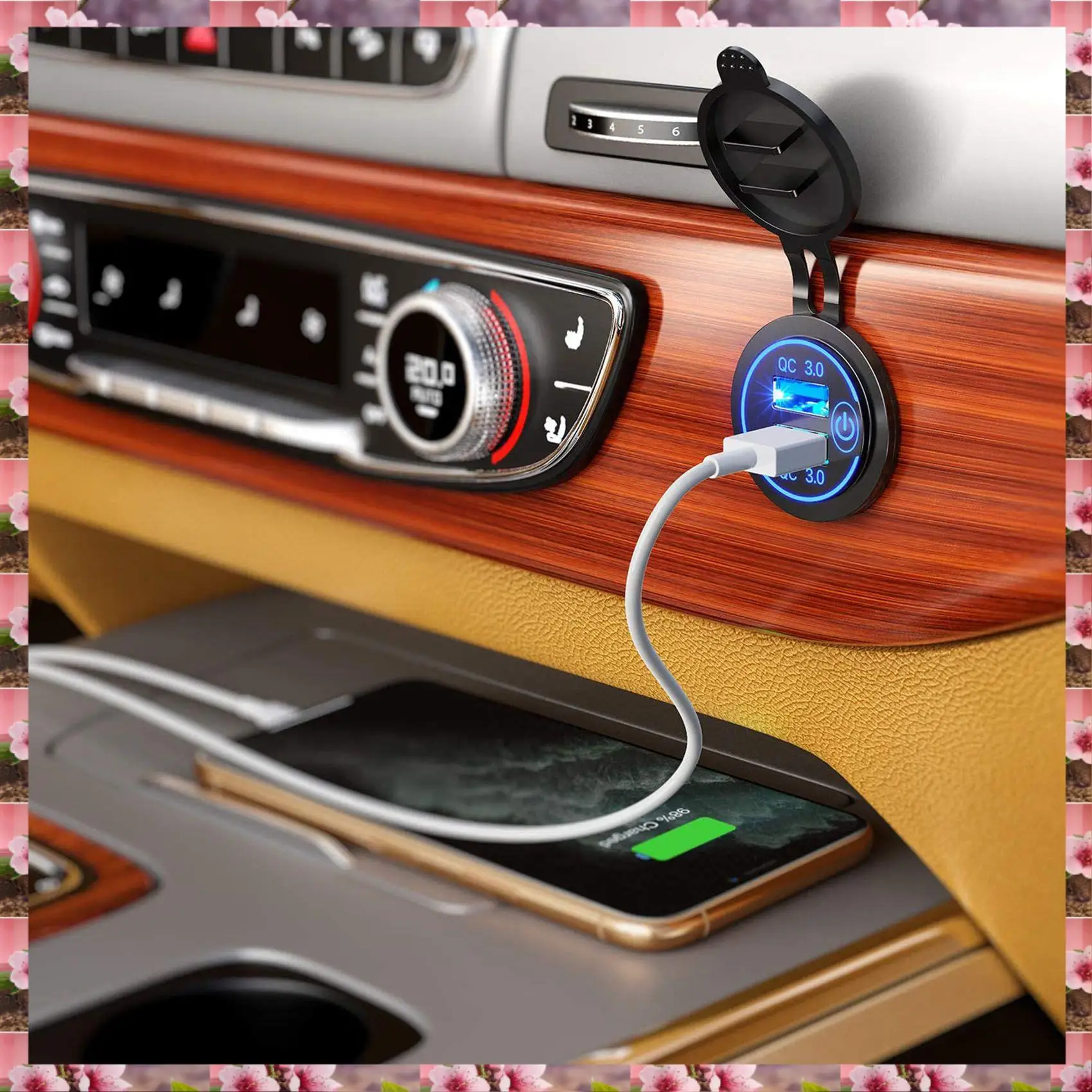 

2025 QC3.0 Quick Charge Socket Car Charger Dual USB 12V-24V-Cigarette-Lighter With Swith Touch Switch For Phone Ipad Charge,QC3.