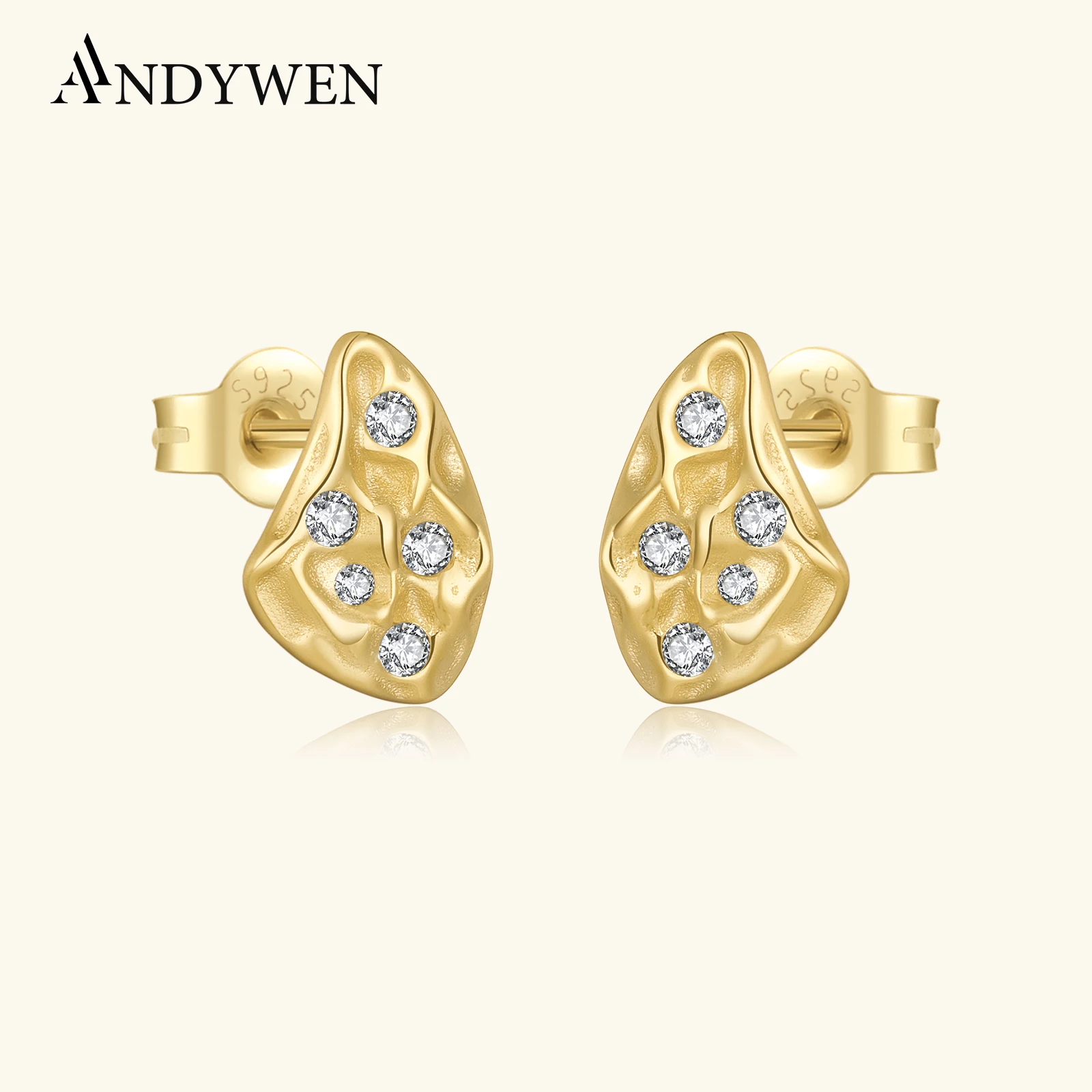 

ANDYWEN 925 Sterling Silver Irregular Stud Earring For Women Original Design Luxury Earrings 2025 Wedding Party Fine Jewelry