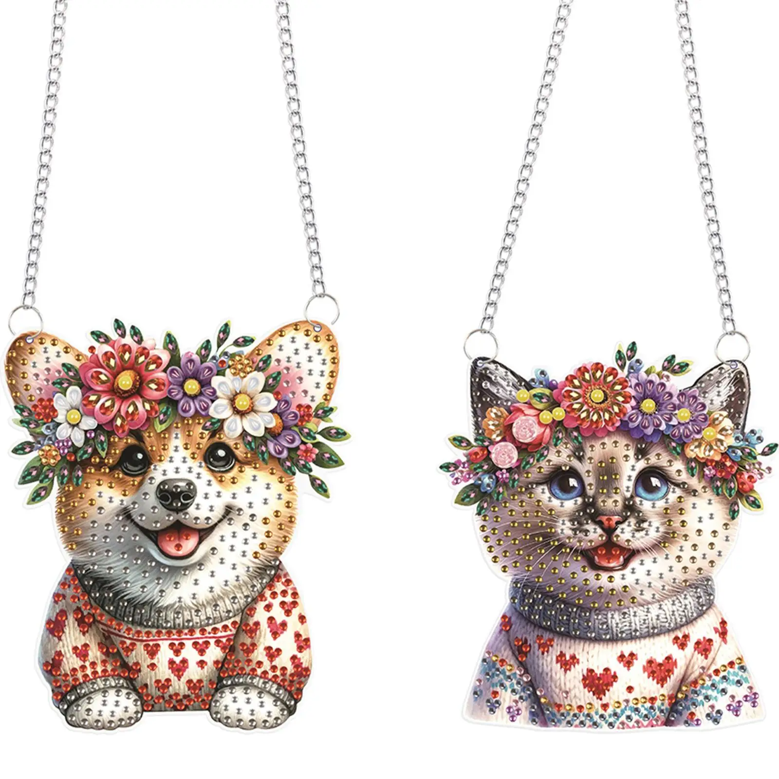 

2pcs Animal 2D Flat DIY Special Shape Rhinestone Diamond Art Window Pendants Diamond Painting Set DIY Home Decor Hanging Charm