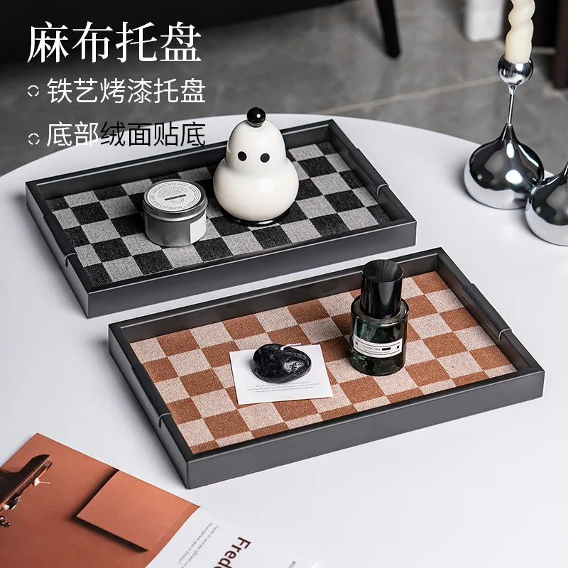 

Cross-border premium perfume tray, entrance storage tray, desktop jewelry storage tray, desktop checkerboard decorative tray