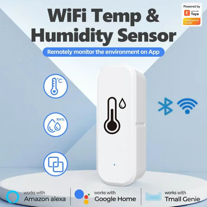 Indoor Hygrometer Thermometer Tuya Wifi Smart Temperatuur-vochtigheidssensor Detector Voice Alarm voor Alexa Google Home Smart Life