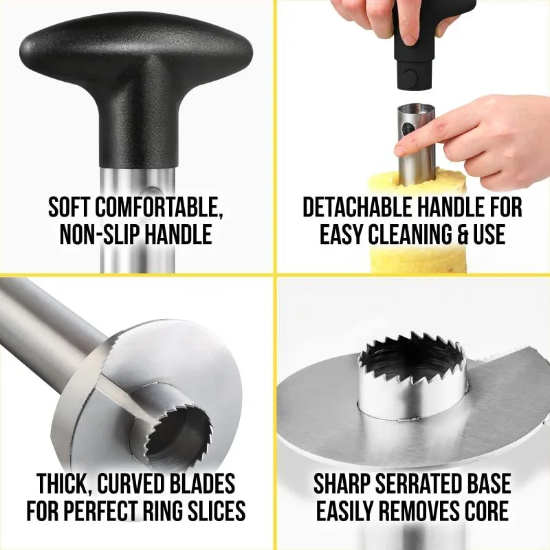 Taglierina per ananas Affettatrice per ananas in acciaio inossidabile Estrattore per ananas Pelapatate Separatore di nucleo Pelapatate rotativo a spirale