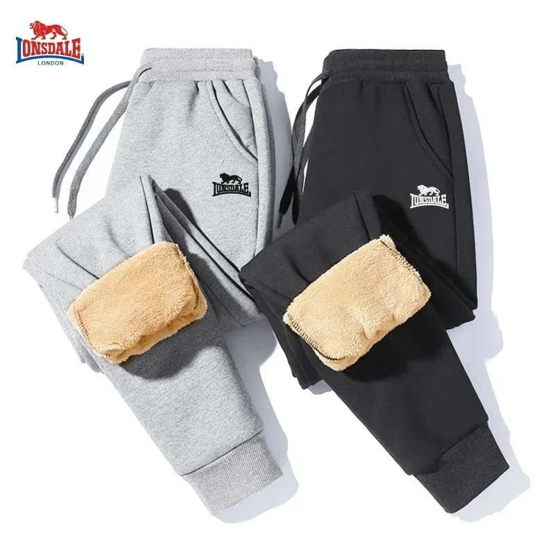 Pantalones de lana cálidos de invierno para hombre, pantalones de chándal de lana de cordero gruesos y cálidos para ocio al aire libre, pantalones gruesos con cordón para correr para hombre