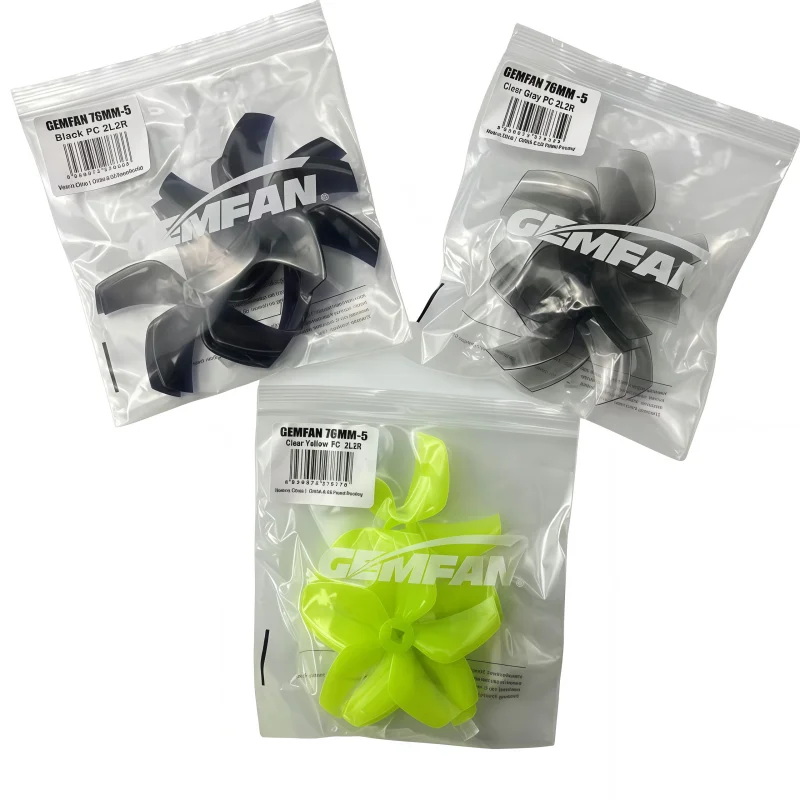ใบพัด GEMFAN D76-5 ขนาด 3 นิ้ว 5 ใบพัด สำหรับโดรน FPV แบบทรัสเวอร์ ประสิทธิภาพสูง ทนทานต่อแรงกระแทก ใบพัดแบบบวกและลบ