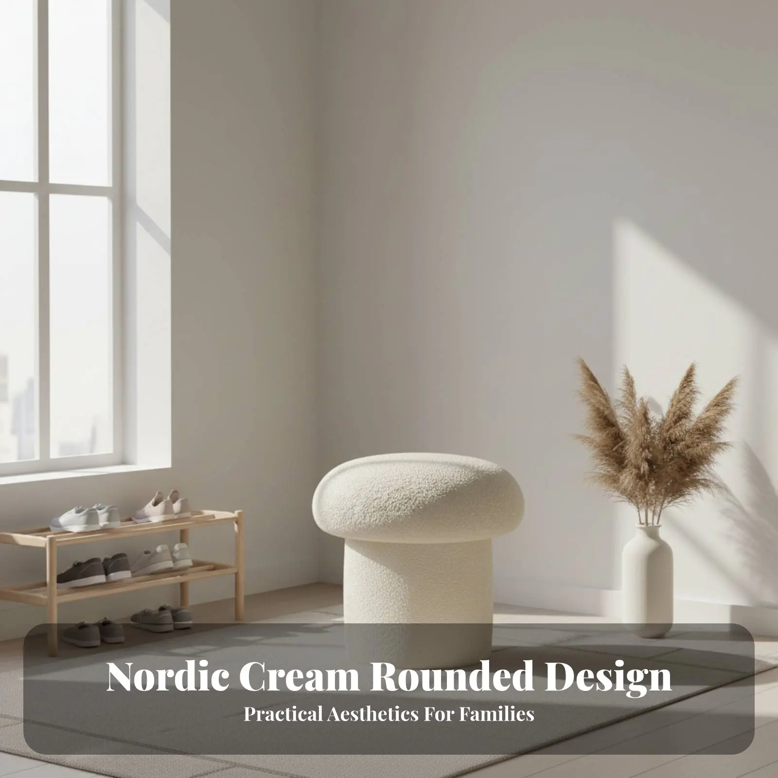 ラウンドシェルパスツール-クリーム＆デザイン布張りバニティスツール-ソフトパッド入りシート-ホームオーナー、玄関、寝室、クローゼットに適しています