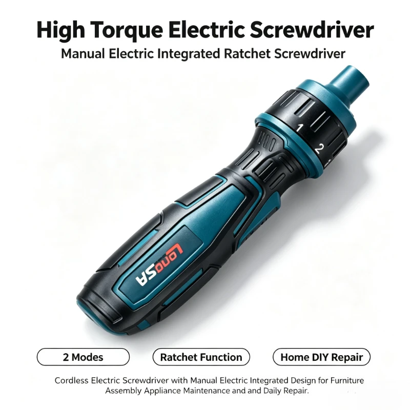 Manual Electric Integrated High Torque Ratchet Screwdriver Straight Handle Mini Electric Drill for Home DIY Repair