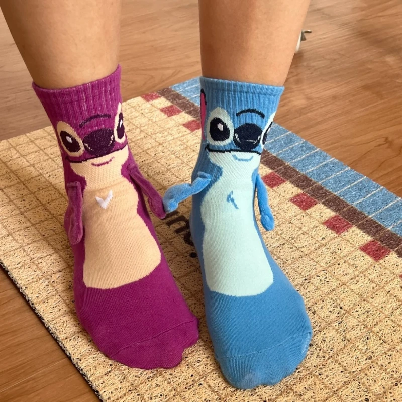 ديزني غرزة المغناطيس اليد في اليد جورب الكرتون متعة الأزياء لينة مريحة الإبداعية الكبار الأطفال عيد الميلاد تخزين لعبة هدية #5