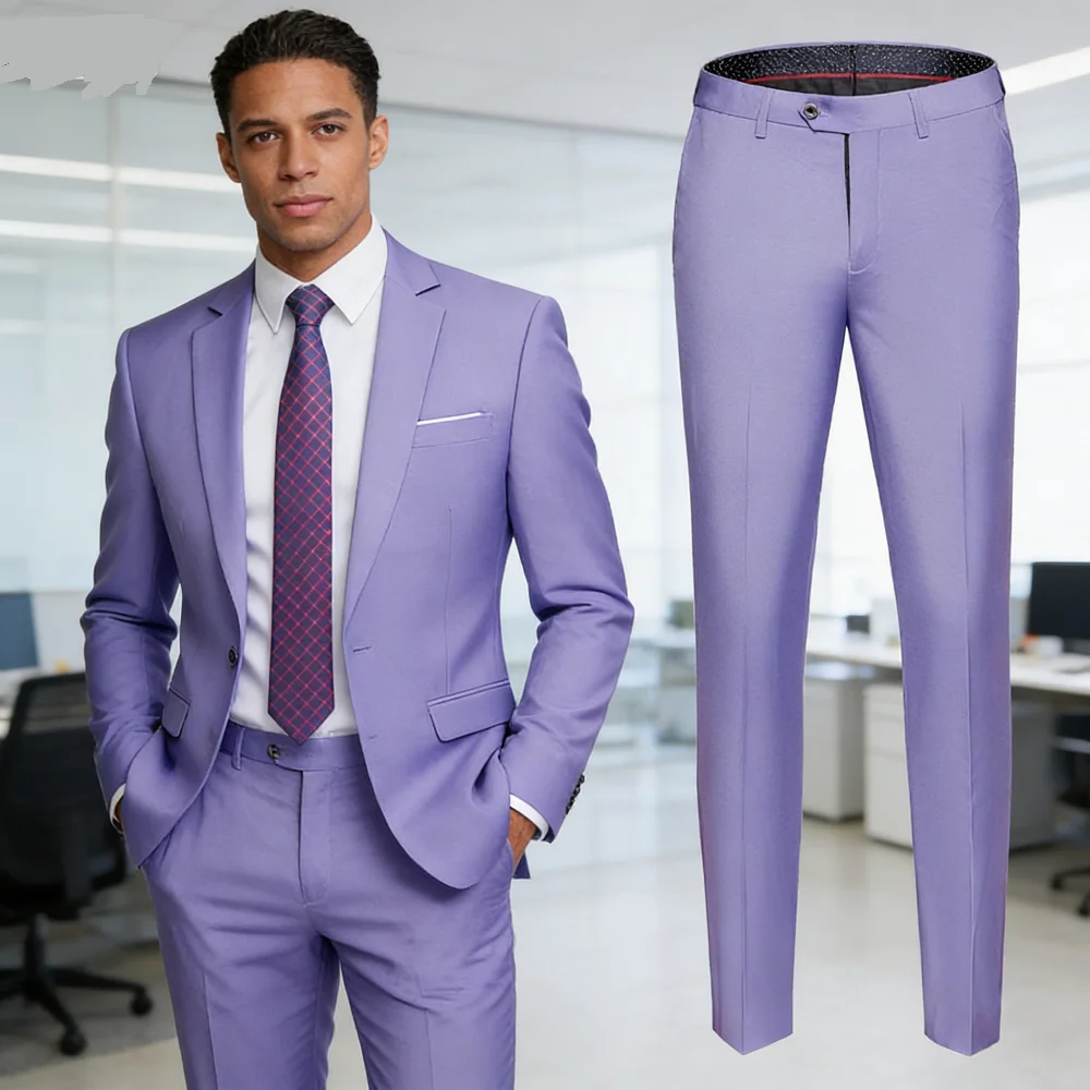 

Мужской элегантный повседневный комплект из 2 предметов для свадебного смокинга, приталенный пиджак с лацканами и брюки для вечеринок и танцевальных мероприятий