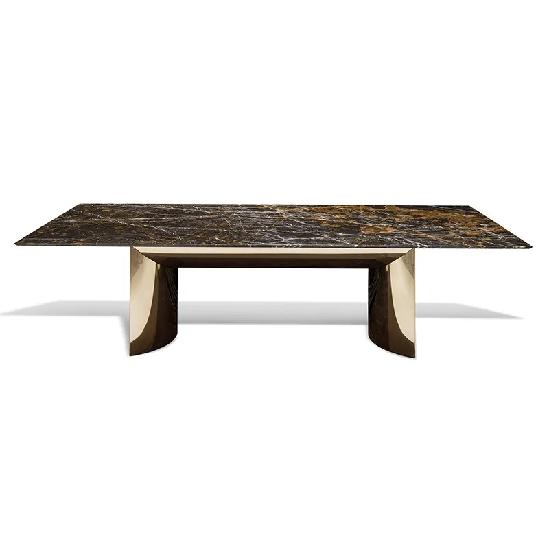 Light luxury stainless steel creative marble dining table