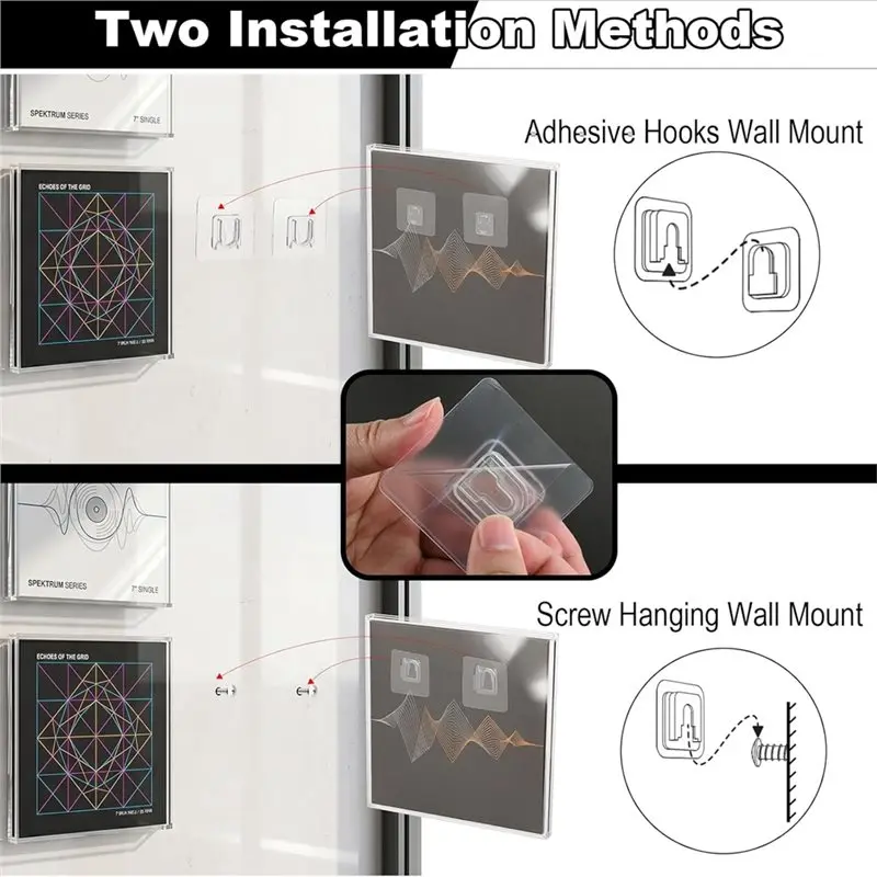 Vinyl Record Display Case For 7 Inch Single Record- Clear Acrylic Wall Mount Album Frame Box For 7 Inch Disc Storage