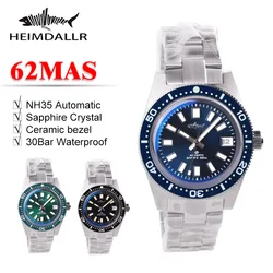 HEIMDALLR 62MAS Homage Watch 41mm NH35 Automatic Double Domed Sapphire Crystal 30Bar Waterproof C3 Super Luminous Men Dive Watch