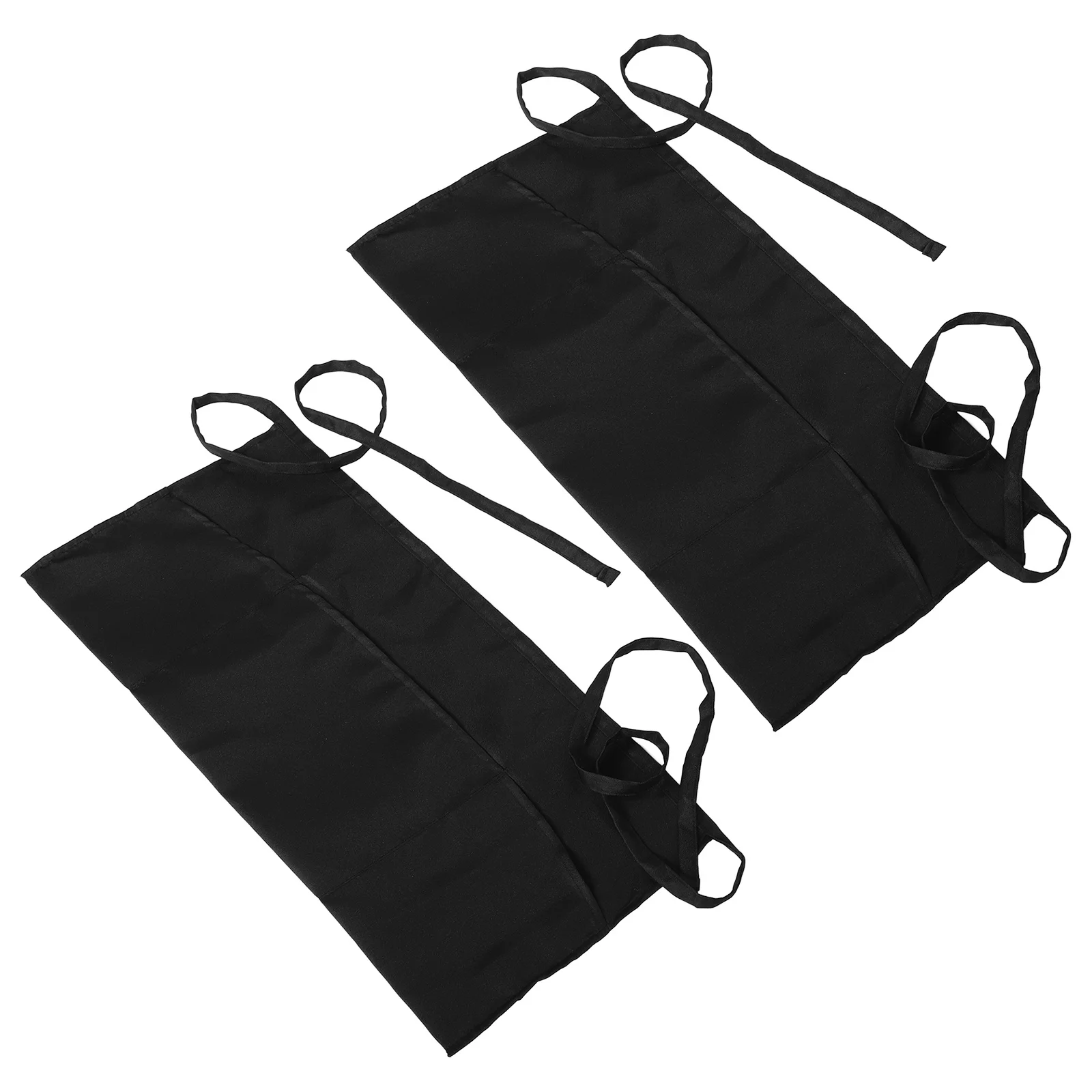 2Pcs Waterproof Server Apron Short Waist Polyester Cooking Kitchen Half Apron Waitress Pockets Half Aprons with Pockets