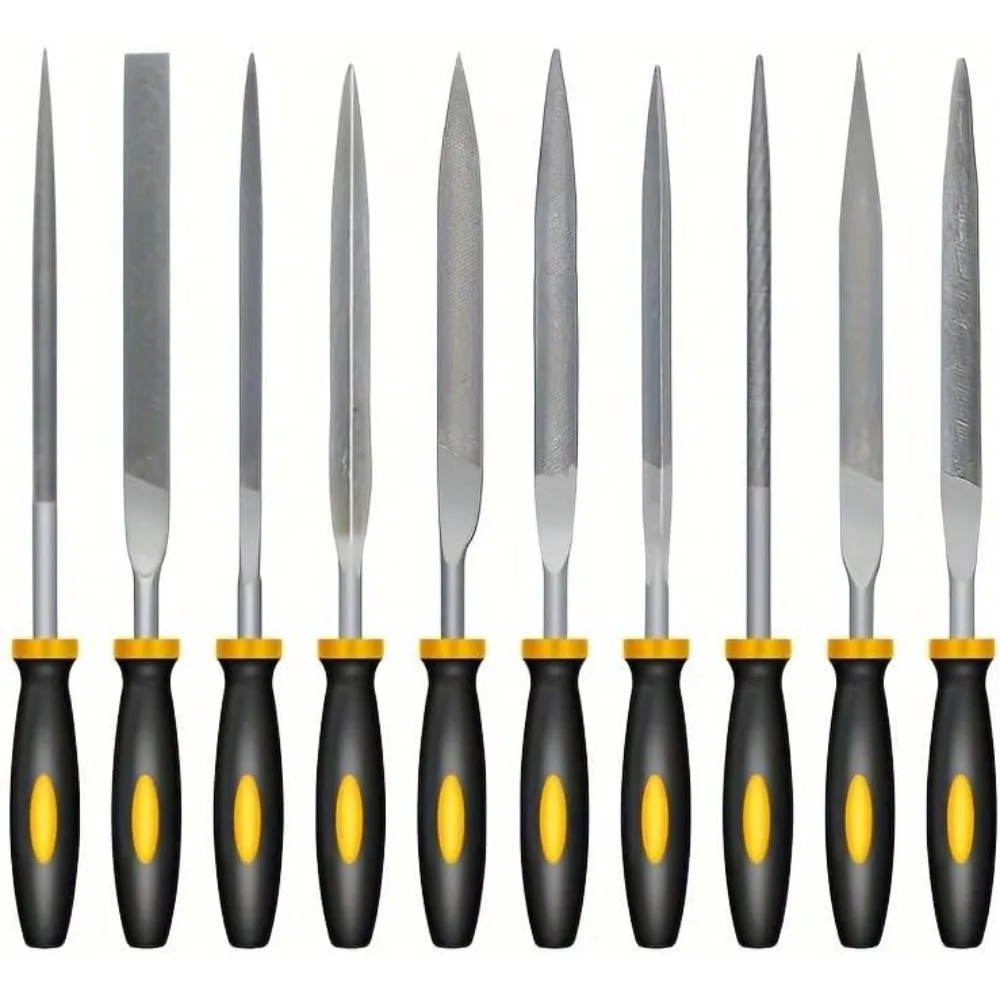 

10Pcs Premium Needle File Set - High-Carbon Steel Files Tool with Non-Slip Handles for Precise Filing on Wood