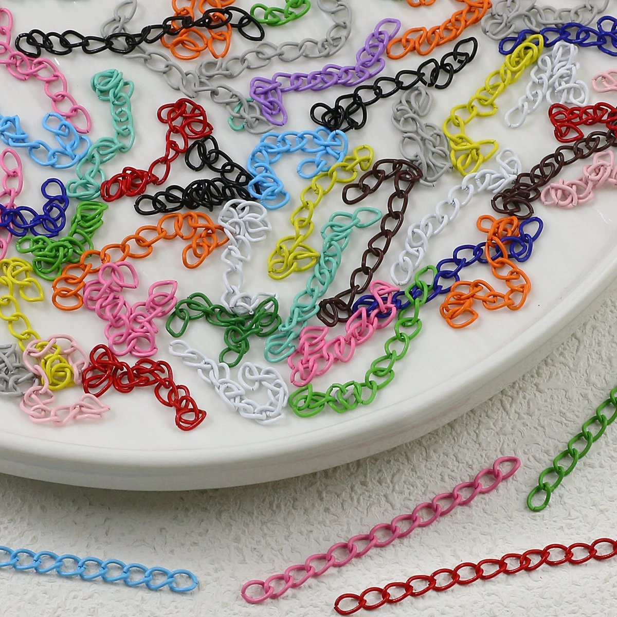 20/40 Strand Random Mixcolor Red Green Blue Preple Pink White Black Yellow Chains For Jewelry Making Bracelet Neckalce DIY 54mm