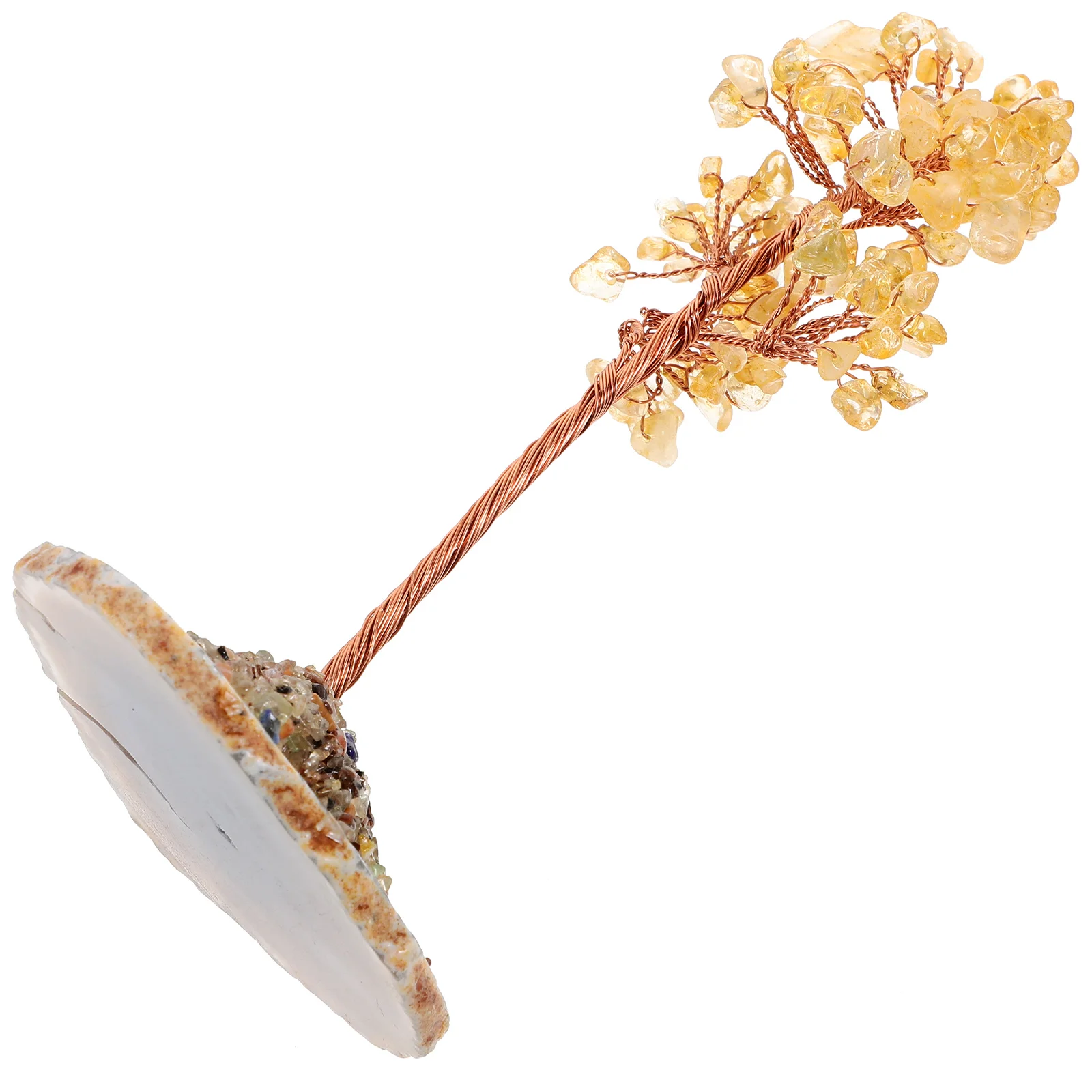 

Golden Crystal Money Tree Statue Desktop Ornament Resin Craft Citrine Tree Decor For Home Office Luck Bonsai Chinese Style