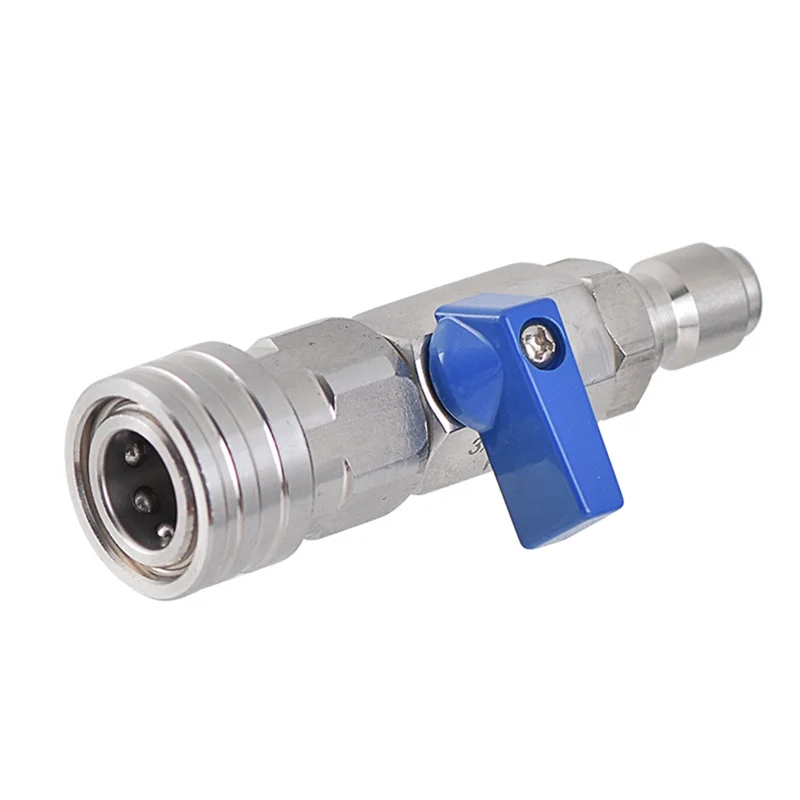 ETRT 1-teiliges Hochdruckreiniger-Kugelhahn-Set, 3/8 NPT Schnellkupplung, 4500 PSI, silberfarbenes und blaues Metall für Hochdruckreiniger-Schlauch