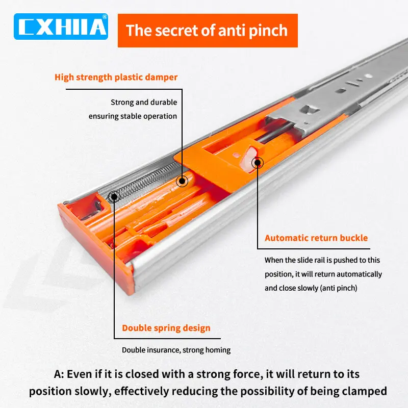 CXHIIA Stainless Steel Full Extension Drawer Slides Side Mount Ball Bearing Metal Rails Track Guide Glides Runners Heavy 100 Lbs